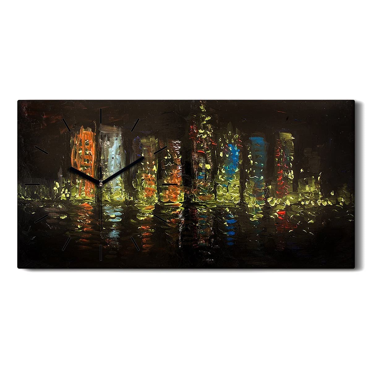 Horloge sur Toile Abstrait City Building Lights Décoration Murale 60x30