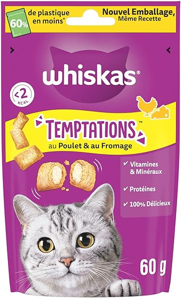Whiskas Temptations Poulet & Fromage 60g Lot de 6
