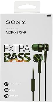 Sony 92477611 MDR-XB75AP EXTRA BASS In-Ear Headphones, Green