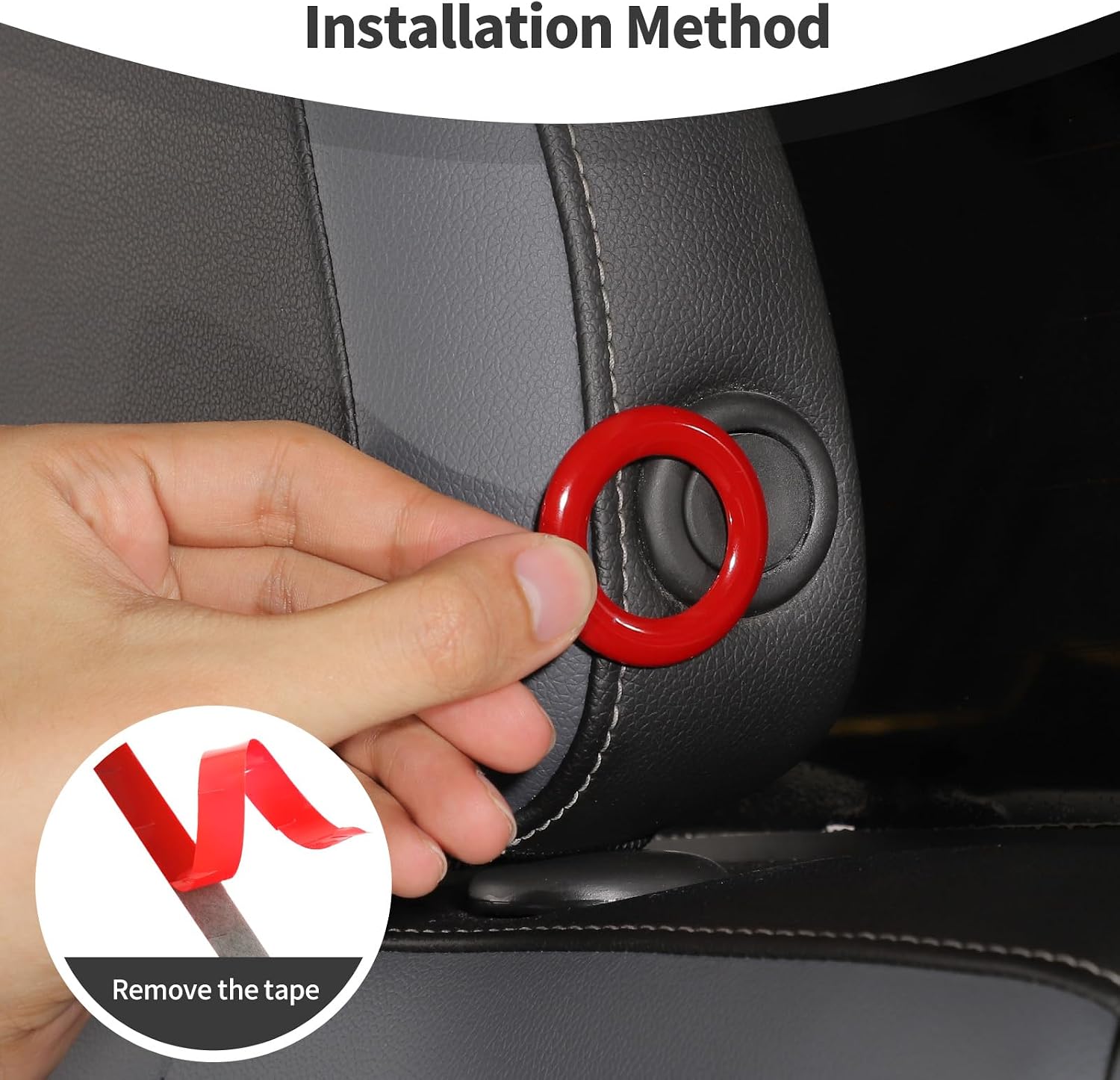 for Colorado Rear Seat Headrest Button Trim Ring Fit for Chevy Colorado/GMC Canyon 2014-2022 Red Interior Accessories 2pcs