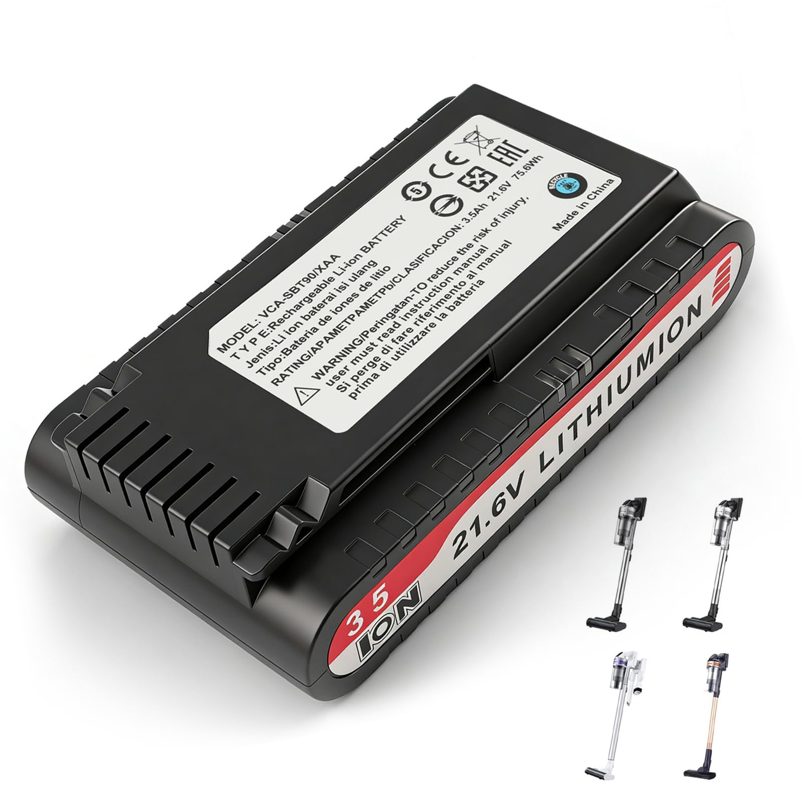 VCA-SBT90/XAA Batteria per Samsung Jet 75 Batteria, compatibile con Samsung Jet 75/75+/75 Pet/Jet 90/90+, VS20R9046T3/AA VS20T7536T5/AA 3500mAh