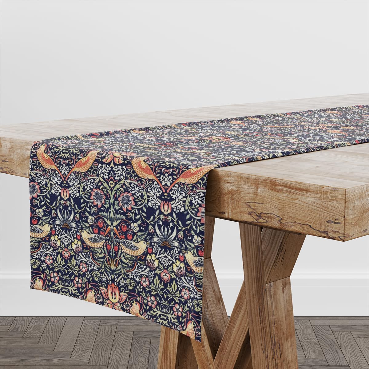 Harrison Cropper William Morris Strawberry Thief Fabric Table Runner (Navy)