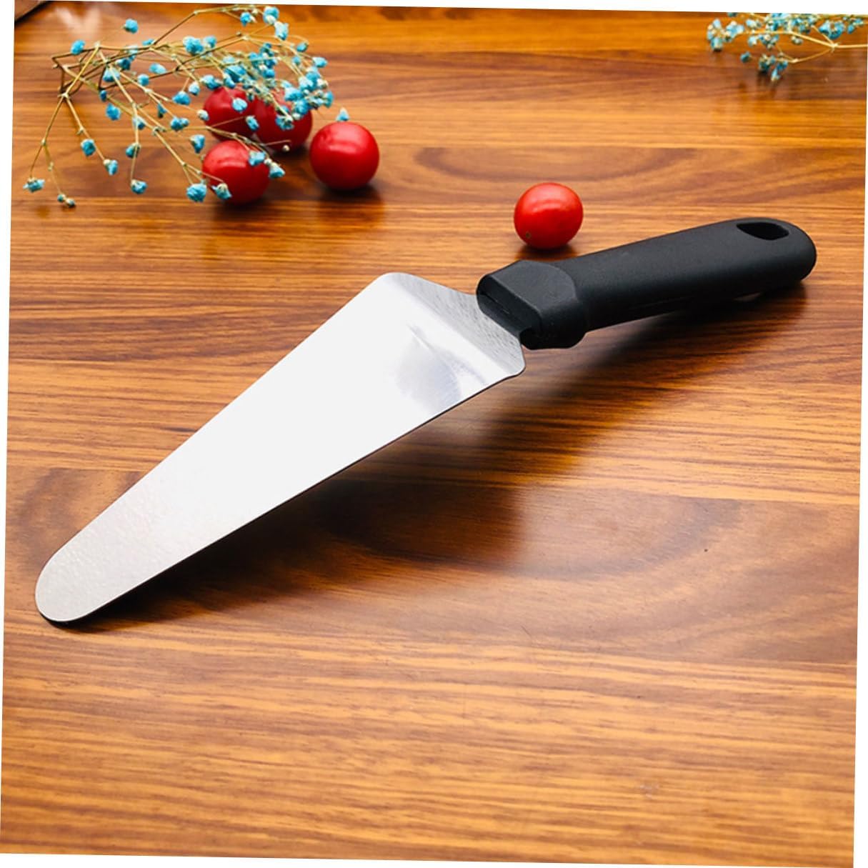 KICHOUSE 2pcs Stainless Steel Pizza Cutter Set with Pp Blade Cover and Triangle Pizza Peel Portable Kitchen Baking Tool and Transferring