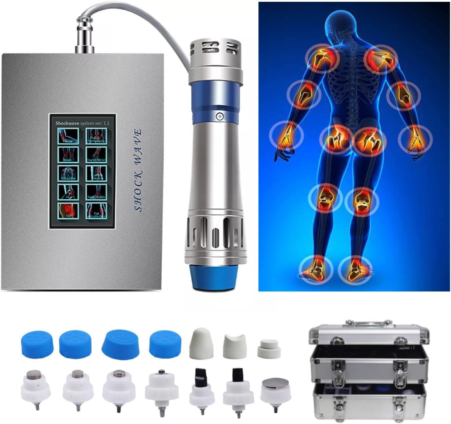 Extracorporeal Shock Wave Therapy Machine, Non-Invasive Pain Relief Focused Shockwave Therapy for Athletes Injuries,Back, Elbows, Portable Shockwave Therapy Device Deep Tissue Massage Massager