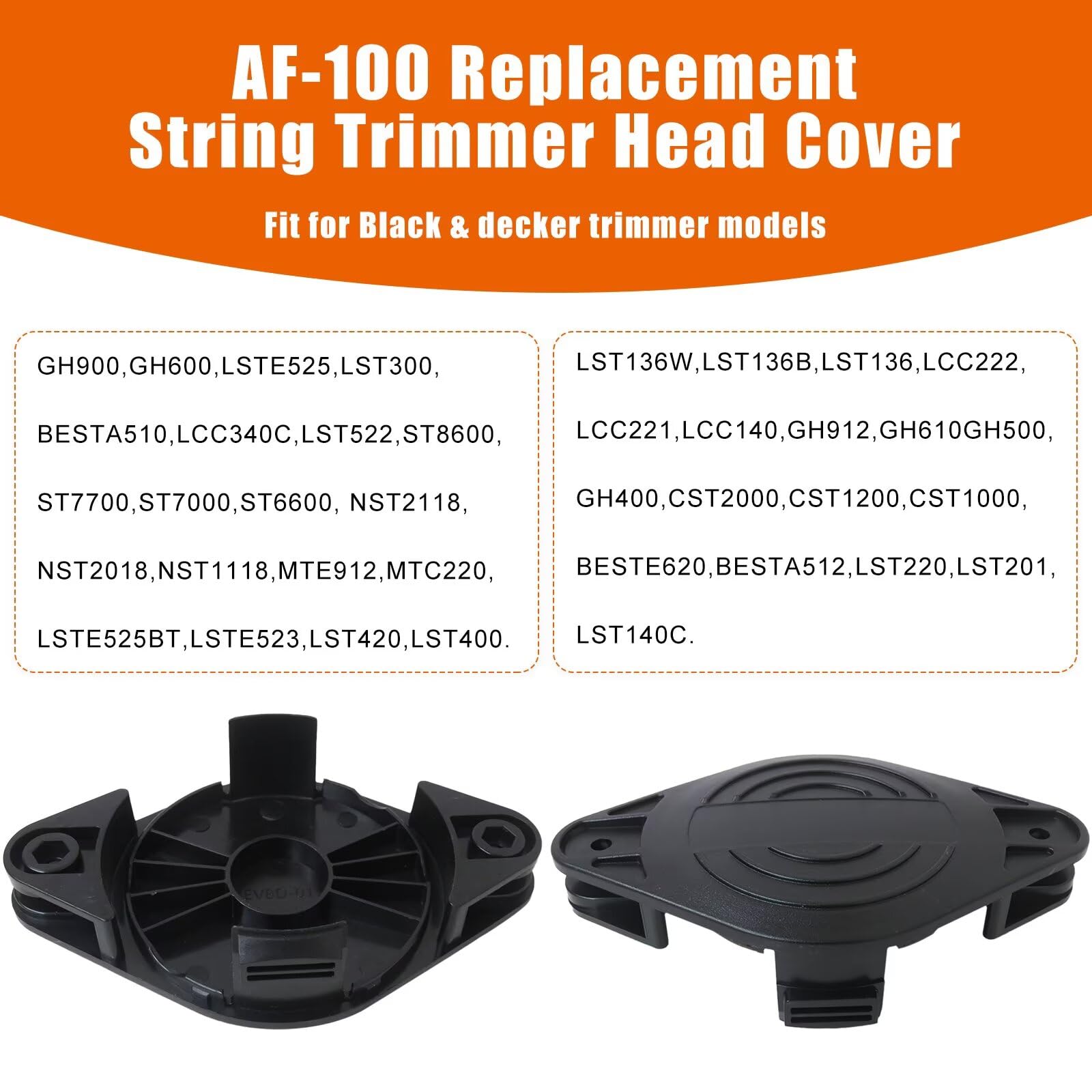 Cabezal de repuesto de policarbonato mejorado (paquete de 2) con 12 cuchillas, compatible con Black Decker String Trimmer LST220, LST201, LST140C, LST136W, LST136B, etc