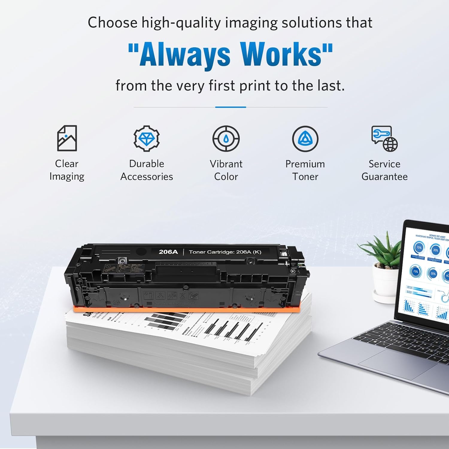 206A W2110A Toner Cartridge Black (with chip) Compatible Replacement for HP 206A W2110A 206X Laserjet Pro M255dw M255nw MFP M283fdw M283fdn M283cdw M282nw M255 M283 M282 Printer Toner (Black 2-Pack)