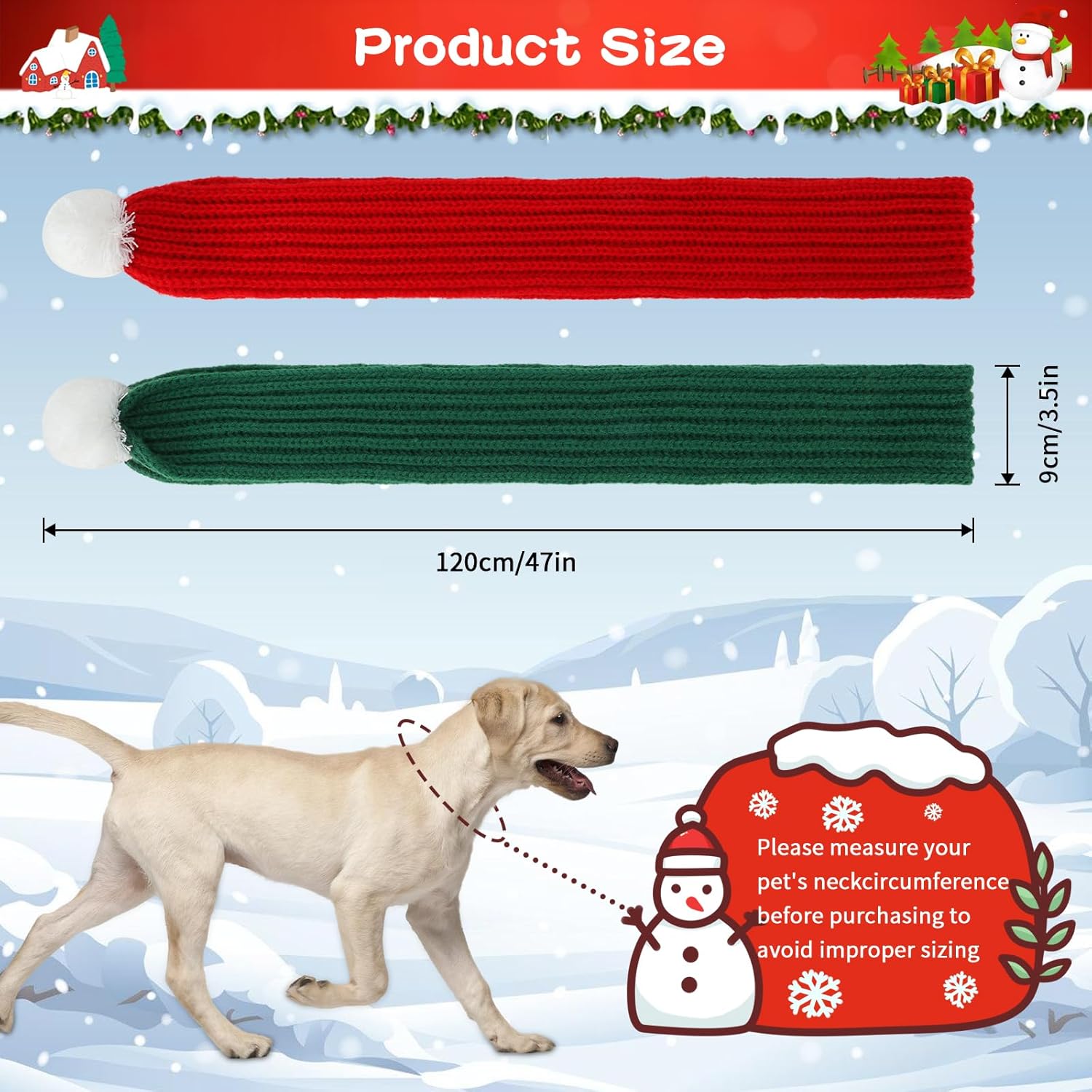 HYLYUN Christmas Pet Scarf 2 Pieces Knitted Pet Collar Winter Cat Neck Warmer Red Green Pet Scarf Puppy Cat Costume Accessories Mini Knitted Scarf for Small to Medium Sized Pets 3 71a4ffoONNL. AC SL1500