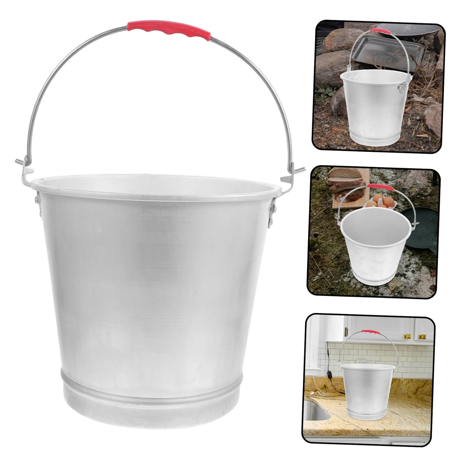 Portable Aluminum Water Bucket for Milk and Water Storage Thickened Design Capacity Easy to Clean for Farming Beach and Outdoor Activities