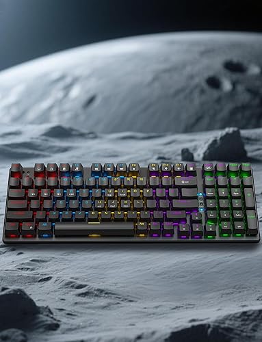 Miniatura 6 de Teclado mecánico inalámbrico para juegos y ratón, 98 teclas RGB retroiluminadas con interruptor azul, ratones ergonómicos inalámbricos para juegos