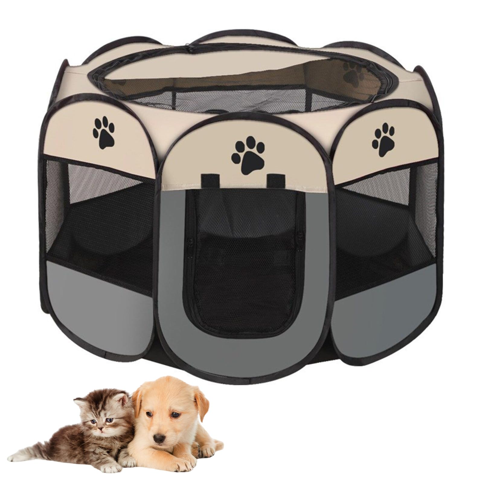 Folding Dog Playpen, Portable Dog Playpen, Waterproof Oxford Fabric Playpen, for Indoor and Outdoor, for Puppies, Cats, Dogs, Rabbits, 74 x 74 x 43 cm