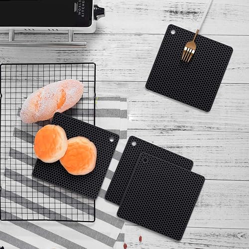 Miniatura 7 de Yolife - Juego de 4 salvamanteles de silicona, almohadillas calientes, paquete de 4 salvamanteles multiusos, resistente al calor para platos