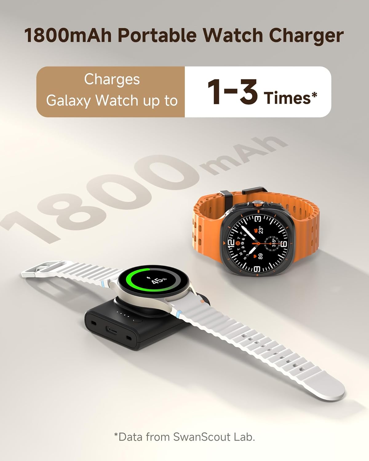 Portable Charger for Samsung Galaxy Watch 8/8 Classic/Ultra/7, 1800mAh Charger for Samsung Watch FE/6/6 Classic/5/5 Pro/4/4 Classic/3/Active 2, with Keychain - Image 3