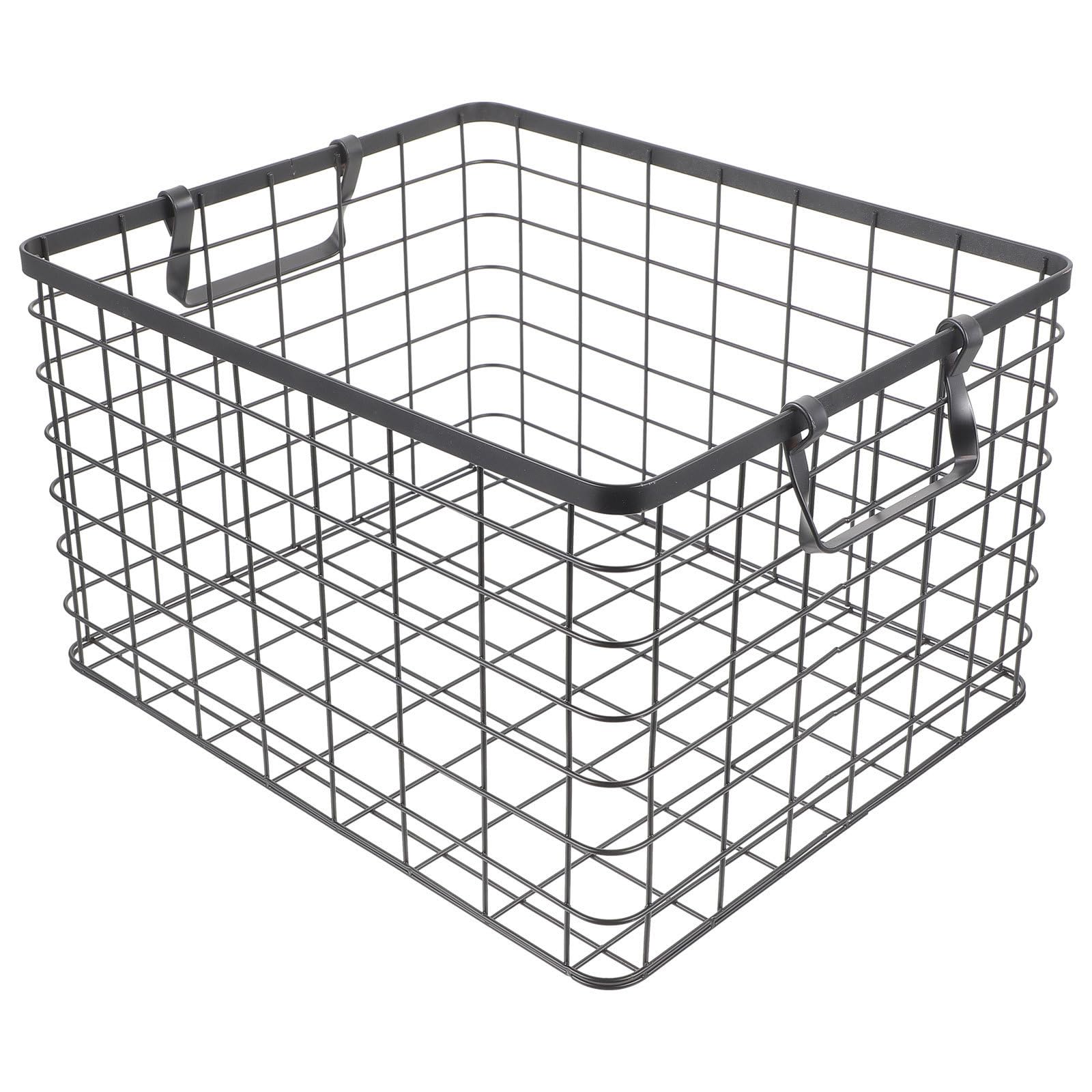 Cesta Porta Legna in Ferro Nera Maniglia Pieghevole
