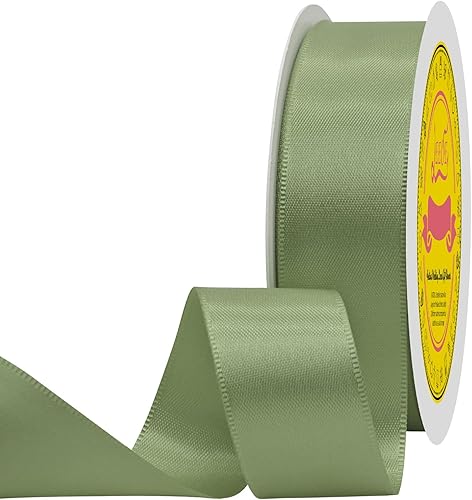 Miniatura 1060 de Cinta de satén verde esmeralda de doble cara de 1-1/2 pulgadas x 50 yardas, cinta de poliéster verde esmeralda para envolver regalos, muy adecuada
