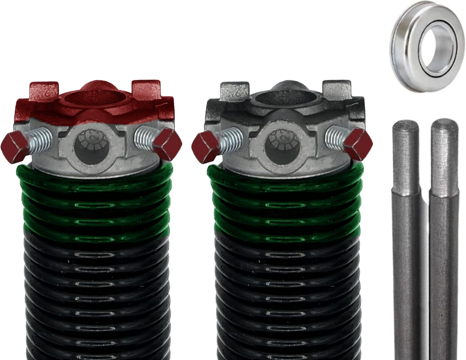 Alcan Garage Door Torsion Spring 243x2x28 Torsion Springs for Garage Door Repair | Left and Right Hand Wound Replacement for Garage Door with 1 Steel Bearing and Winding Bars (Pair)