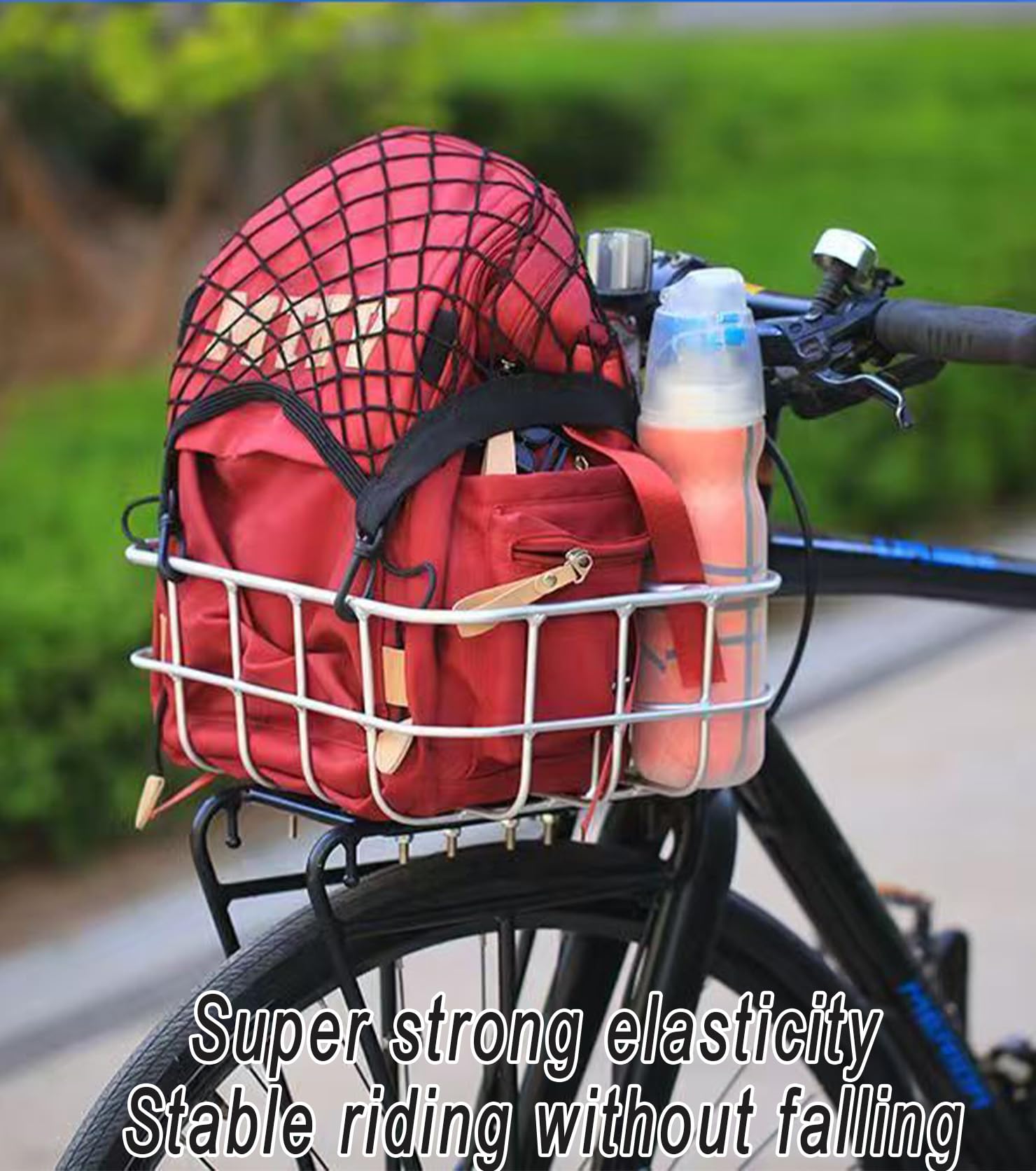 TAKONE siatka na kosz rowerowy z tyłu – elastyczna siatka na bagaż 30 x 30 cm z 4 haczykami – na rower, rower elektryczny i motocykl