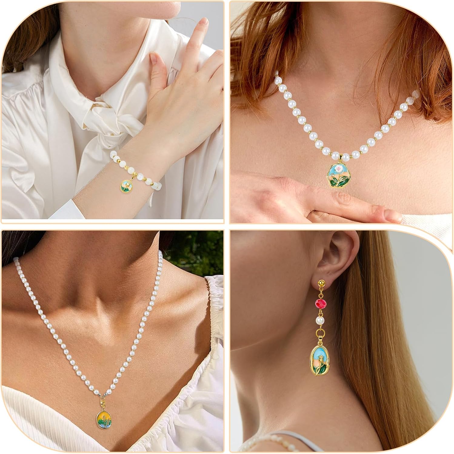 Vintage Metal Flower Charms for Jewelry Making Van Gogh Inspired Oil Painting Style Brass Enamel Charms Pendants for Earrings Necklaces Bracelets DIY Supplies - Image 7