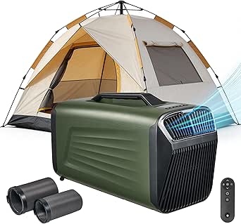 Outohome 5200BTU Portable Camping Air Conditioner For Tent Outdoor and Indoor Use, 400W Low Power for RV, Truck, Van and Car Cooling (Dark Green)