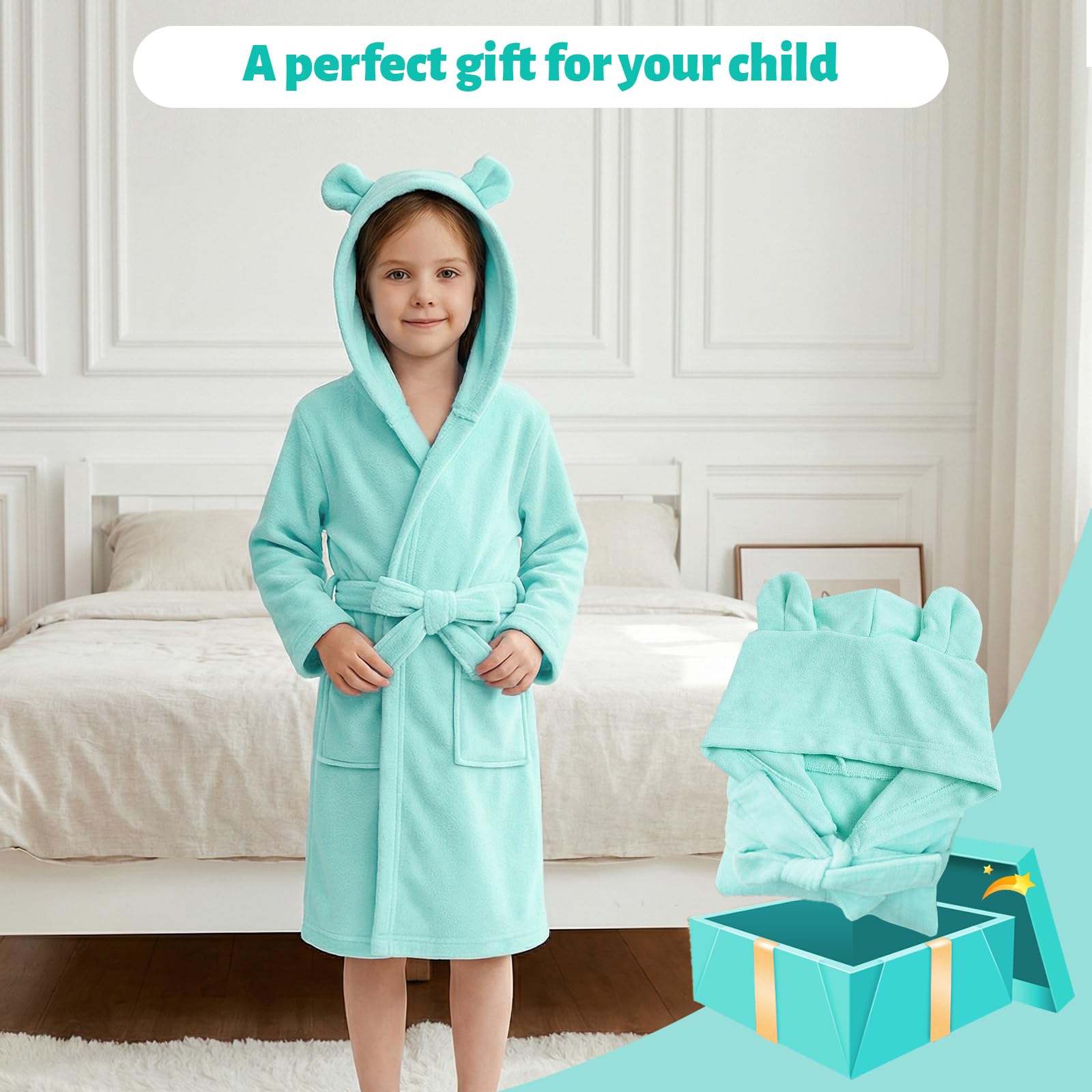 WYTbaby Accappatoio Bambini Personalizzato Con Cappuccio 100% Cotone Spugna