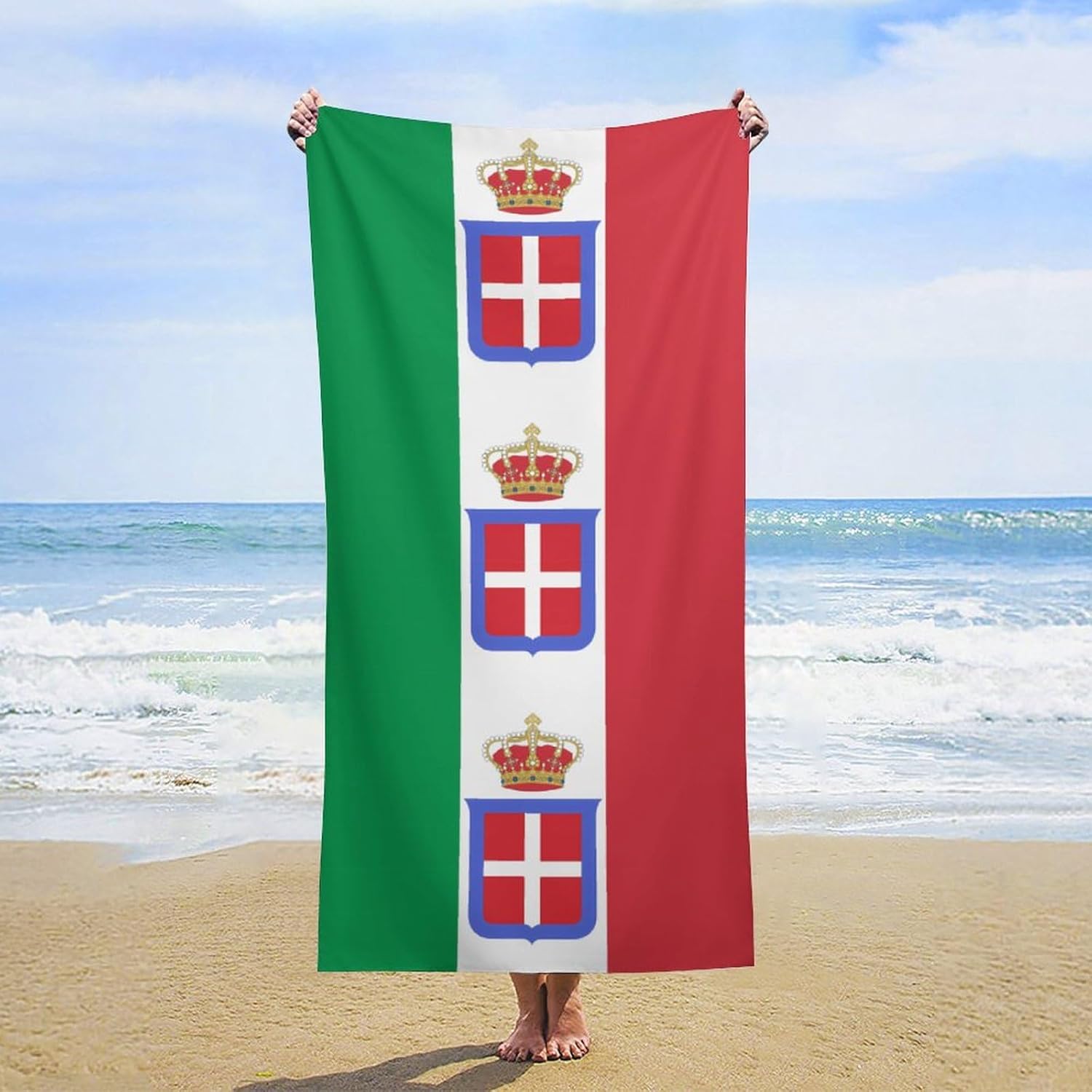 Flag of Italy (1861-1946) Crowned Beach Towels Oversized Jumbo Large Yoga Bath Towel for Pool Yoga Swim Body 160x80cm