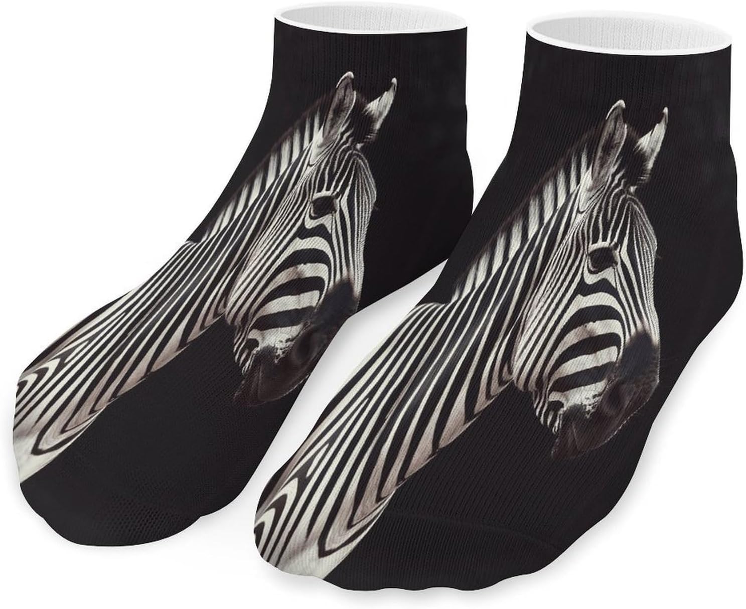 Socks for Men Women 5 Pairs Short Ankle Socks | Animal Zebra Low Cut Casual Crew Sock Cute Breathable Athletic Socks Non Slip No Show Sock