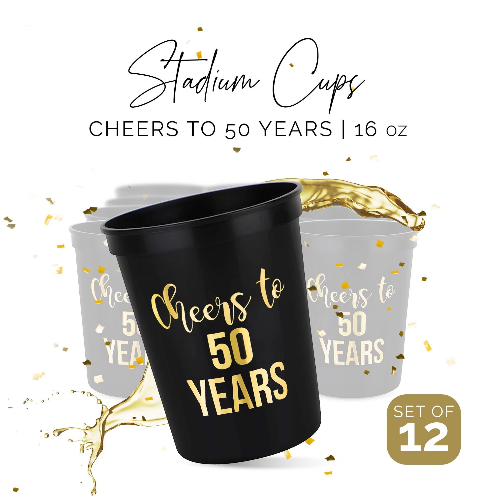 50th Birthday Cups - 12 Pack 'Cheers to 50' -2 50th Birthday Cups - 12 Pack 'Cheers to 50' -2
