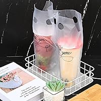 Vista 5 de MJOGGOTT Paquete de 500 bolsas de plástico transparente para beber, portavasos con asa, soporte desechable de agradecimiento para bebidas, café