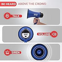 Vista 3 de Pyle PMP21BL Megáfono Portátil Altavoz Sirena Bullhorn - Compacto y Operado por Batería con 20 Vatios de Potencia, Micrófono, 2 Modos, Sonido PA