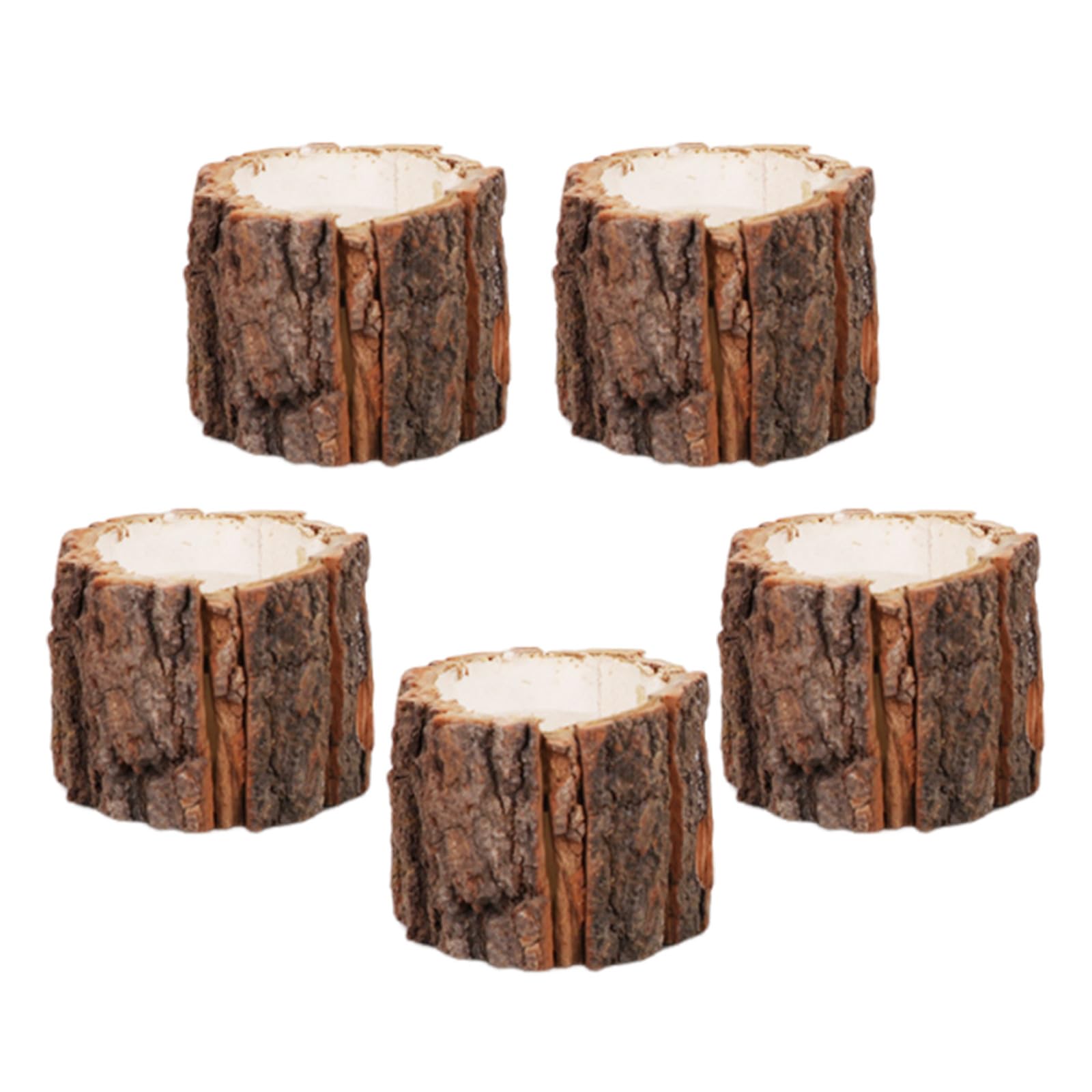 TOPBATHY 5pezzi Portapenne in Legno Texture di Corteccia per Scrivania Contenitore per Penne e Cancelleria Organizzatore da Tavolo