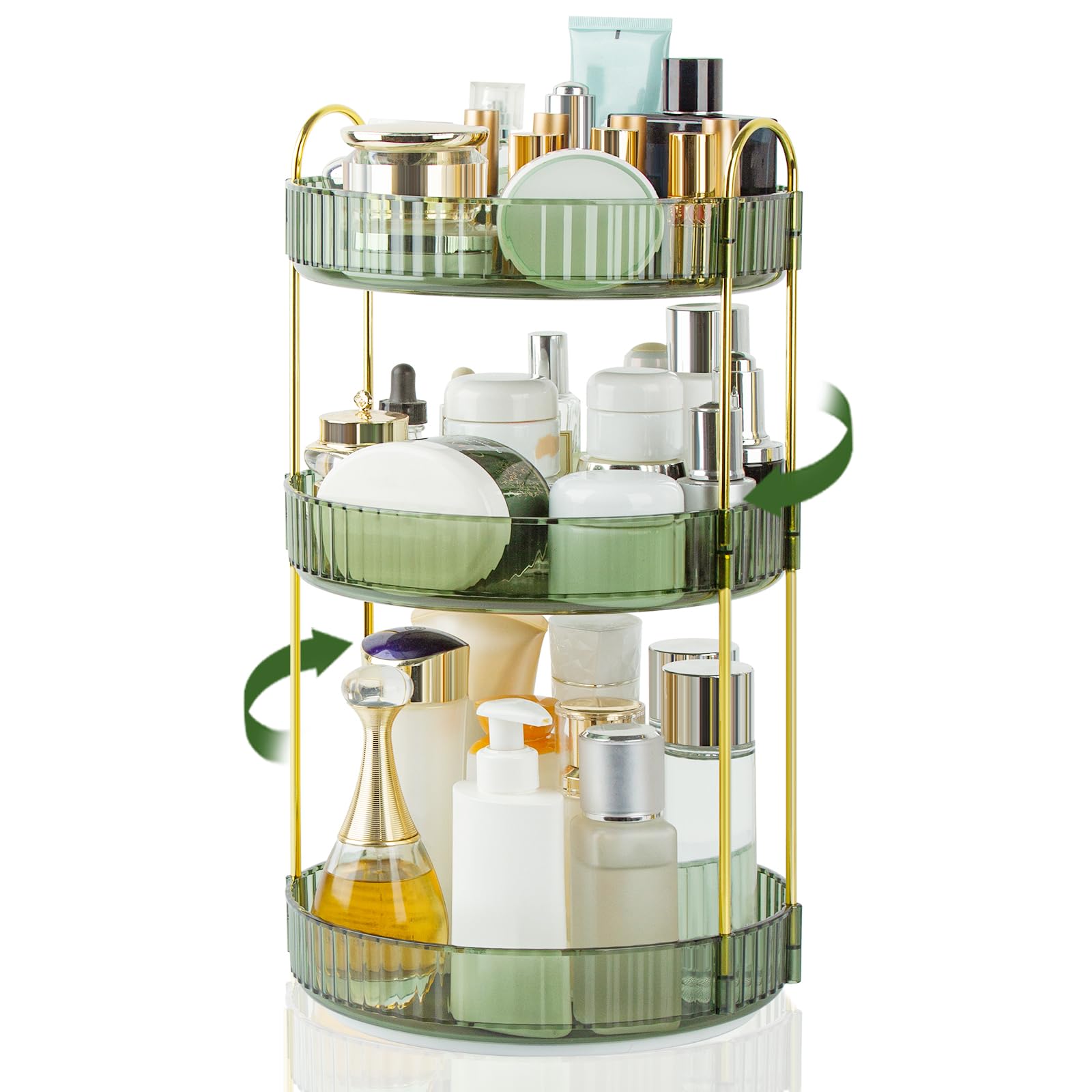 Boxalls Make up Organiser 360° Rotating, 3 Tier Large Capacity Bathroom ...