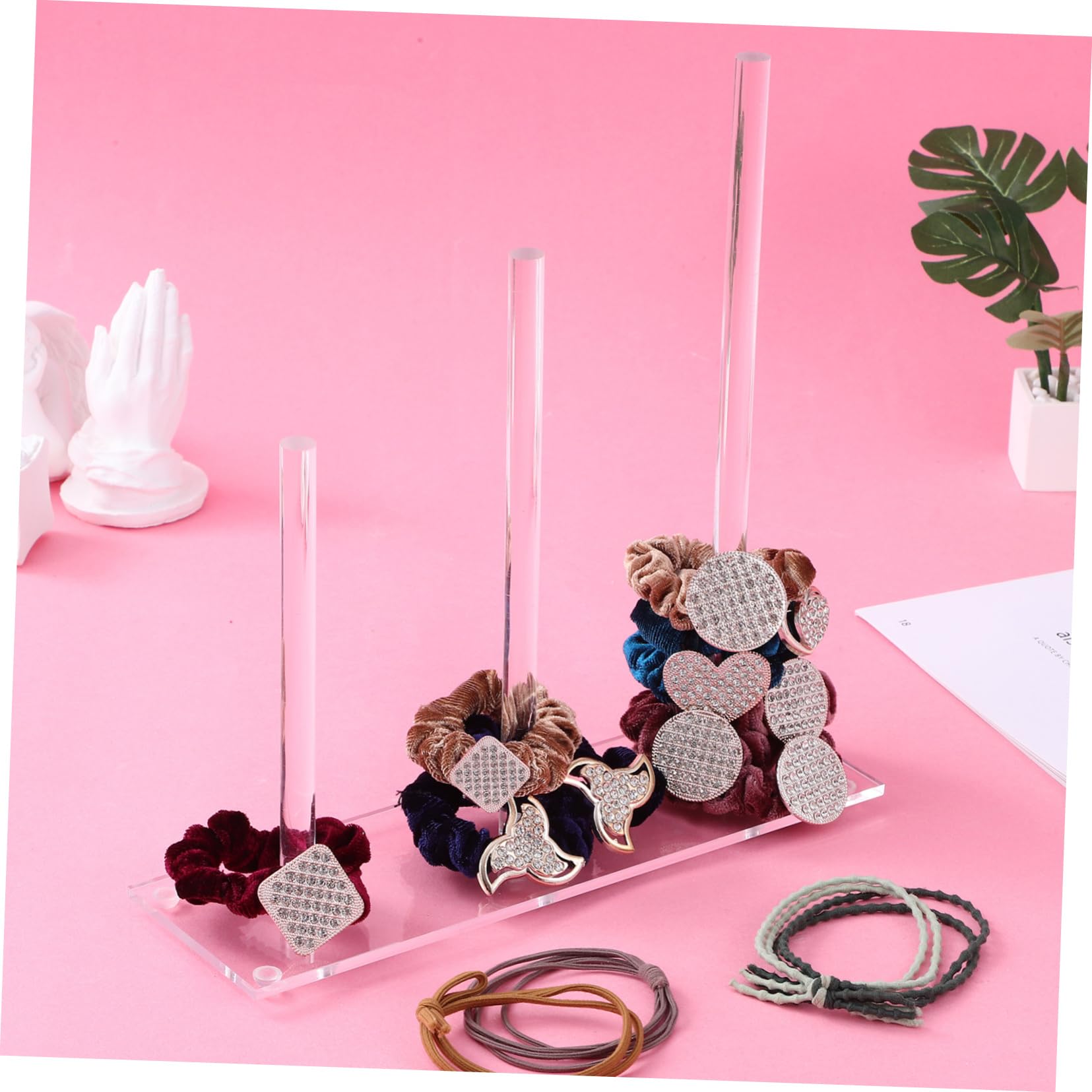 OUNONA 2pcs Hair Tie Holder Organizer Clear Bracelet Display Stand Stylish Scrunchie Storage Rack for Hair Accessories Elegant Vanity Dressing Table Decor