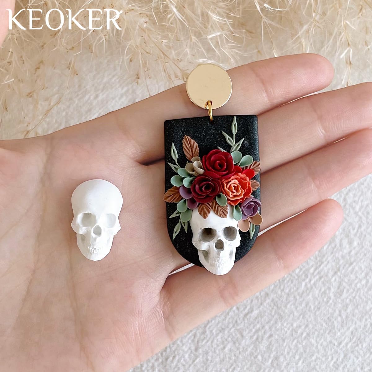 KEOKER Halloween Polymer Clay Molds, Polymer Clay Earring Molds, Halloween Polymer Clay Molds for Polymer Clay Earrings Decoration (Substitute Polymer Clay Cutters)