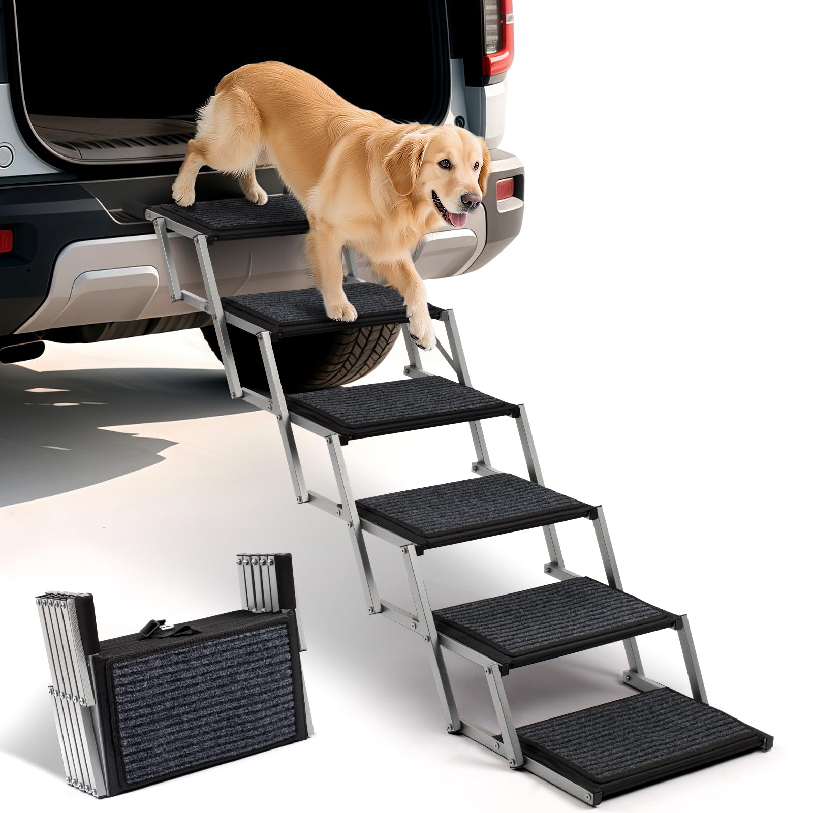 Heeyoo 6-Step Foldable Dog Steps