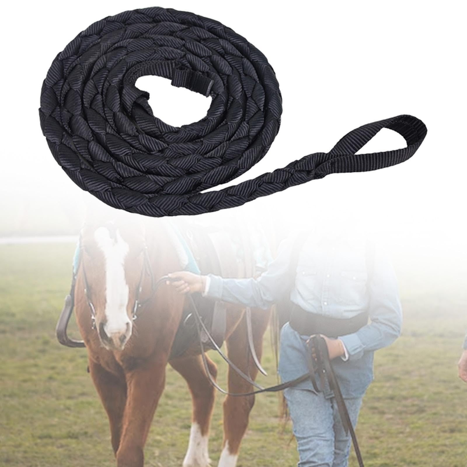 YIJU Horse Rope Nylon Equestrian Rein Halter Sturdy Lunge Rein with Bolt Snap Equestrian Device for Training
