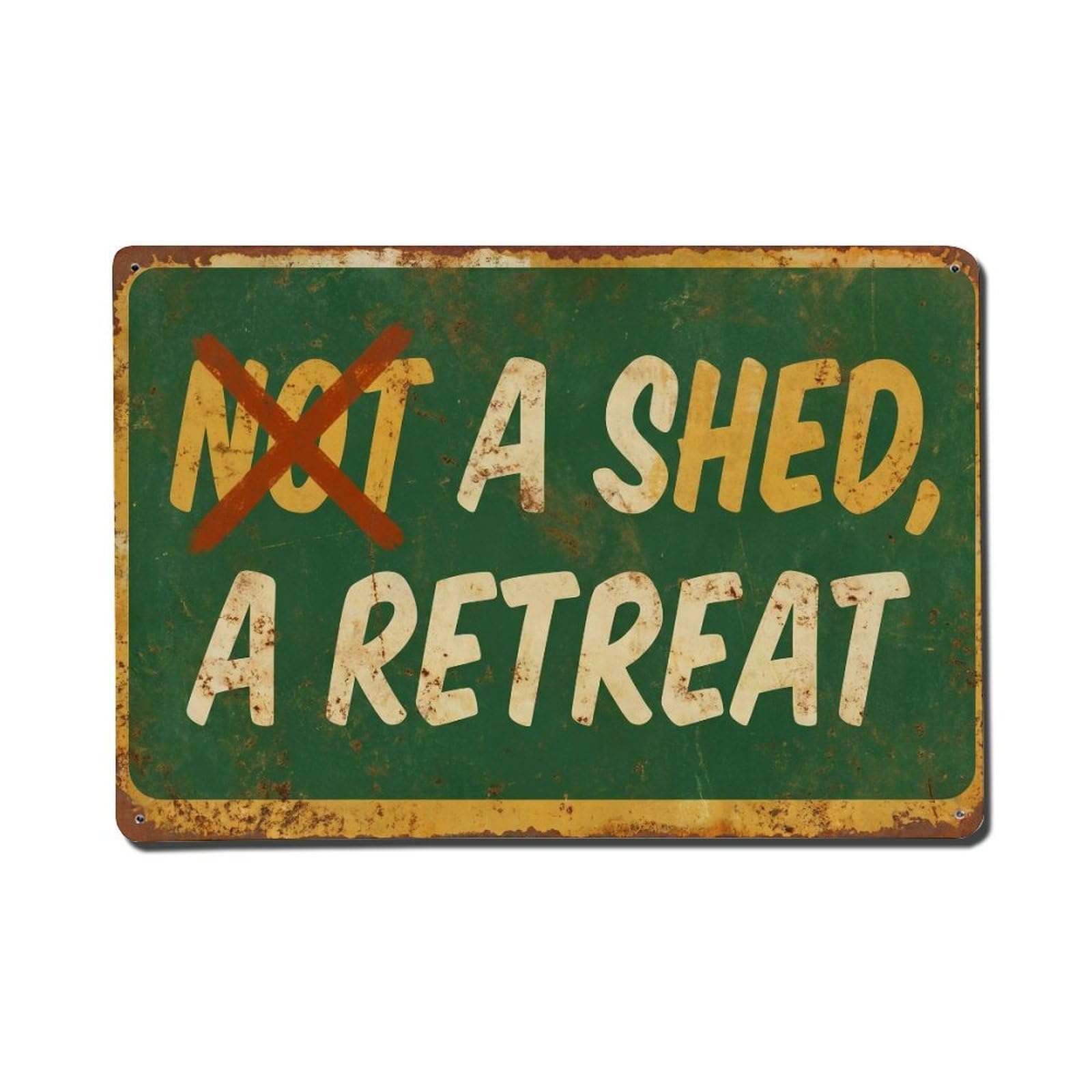 Farmhouse Not A Shed Retreat Cottage Garden Motto Metal Tin Sign Plaque Wall Decor for Cafe, Man Cave, Club Bar, Office, Home Garden Round Metal Poster 8x12Inch
