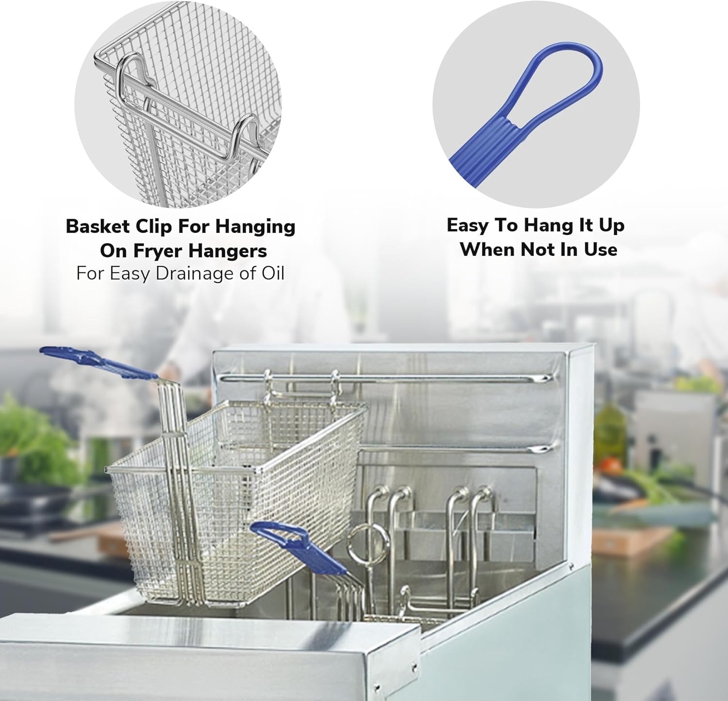 WeChef 4Pcs Deep Fryer Baskets 13" x 6" x 6" with Handle Heavy Duty Construction Commercial Fryer Basket Blue