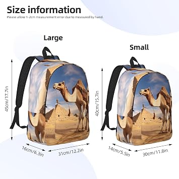 Canvas Backpack for Men Women Laptop Backpack Camel Daypack Travel Rucksack for Work Hiking Small, Black