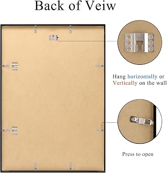 A2 Black Aluminium Certificate Frame,2 Pack Poster Frame with Plexiglass Front , 42x59cm CM Photo Picture Frame for Wall Mounted,Set of 2
