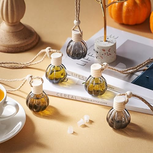 Miniatura 9 de BBTO Ambientador colgante para automóvil, botella de perfume de vidrio vacía, difusor de botella de perfume para aceites esenciales, fragancia,