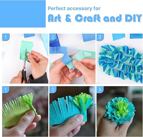 Vista 44 de PartyWoo Serpentinas de papel crepé marrón, 10 unidades de 820 pies, paquete de serpentinas de papel crepé bohemio neutro metálico dorado arena