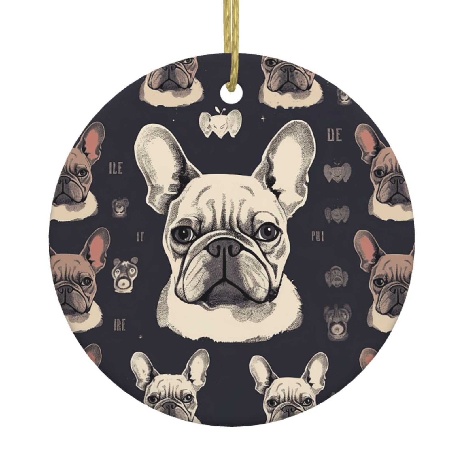 Fodpand Women's White I Love French Bulldog Christmas Ornaments 2025, Gift Exchange For Men, Collectible Ceramic Ornament Round Hanging Ornaments For Christmas Tree Decoration