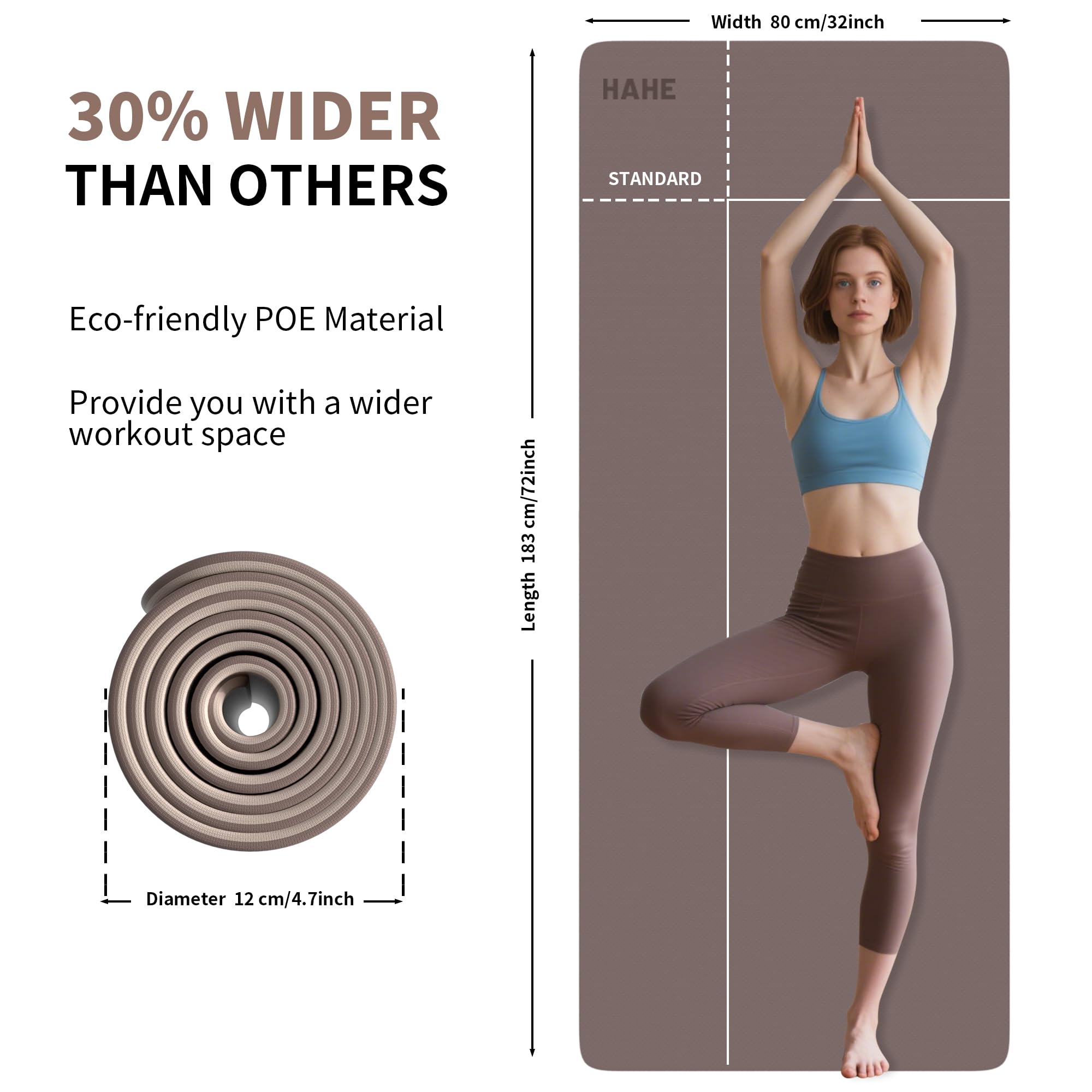 HAHE Extra Wide Yoga Mat Non Slip, (72