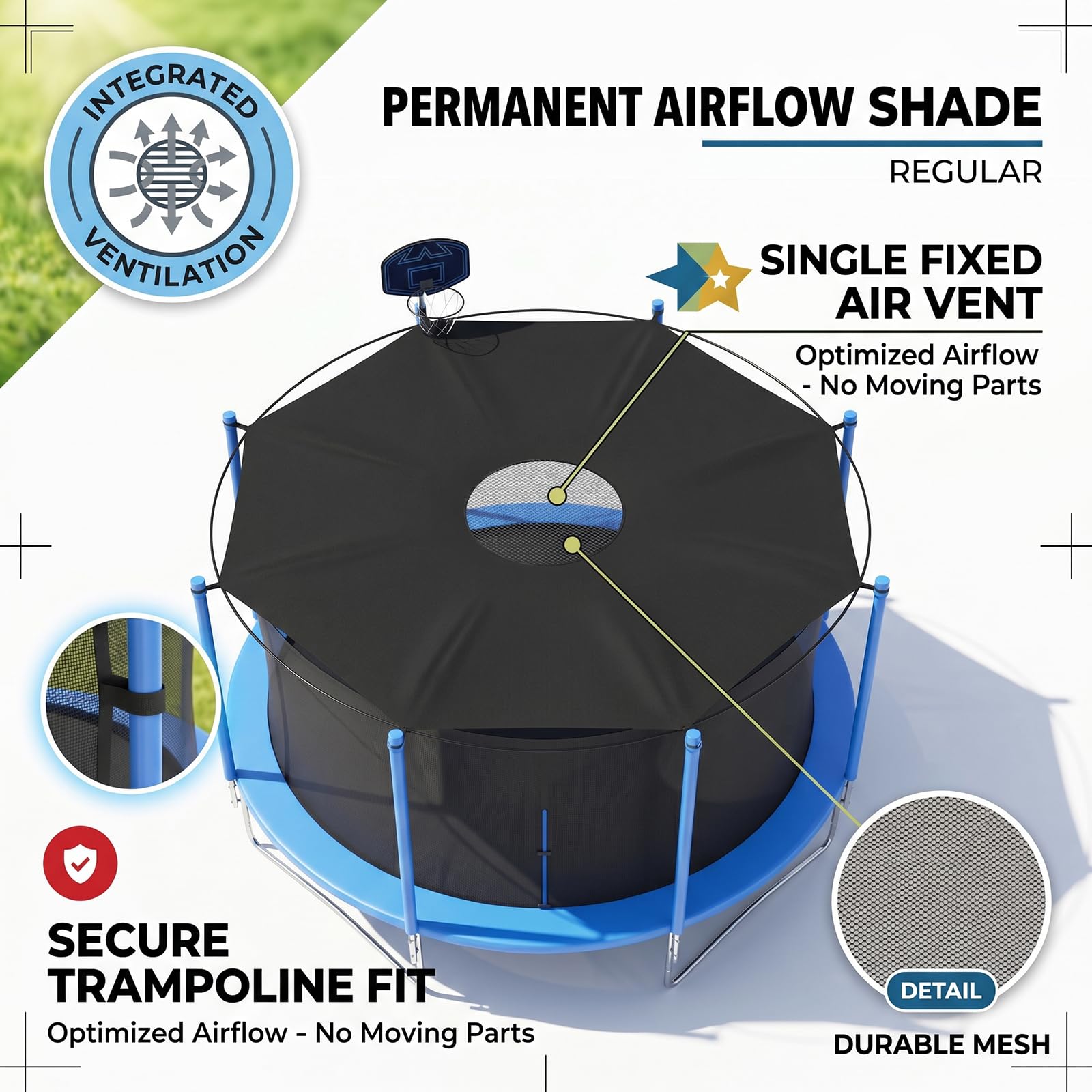 Trampolin Randabdeckung 305cm für 8 Stangen, Trampolin Netz 305 8 Stangen, UV-Beständige wasserdichte Trampolin Umrandung Sonnenschutz Abdeckung