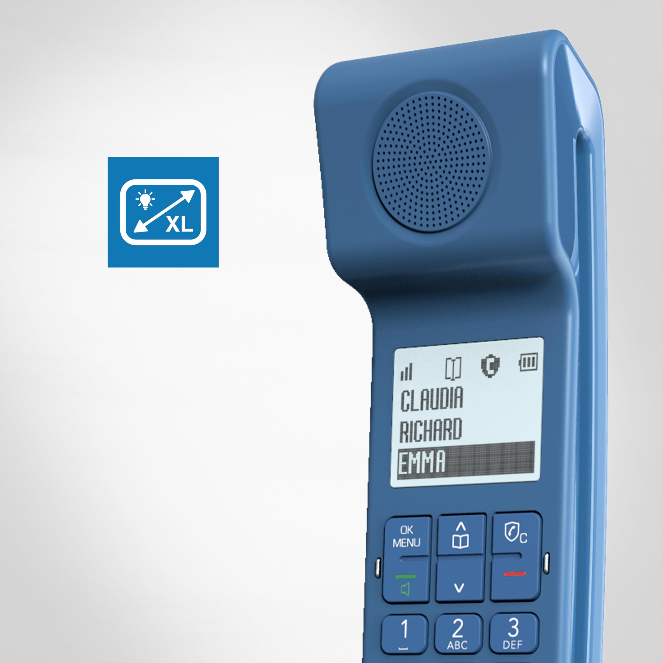 Alcatel ePure Iconic Blue - telefon bezprzewodowy DECT design, łatwy w użyciu, blokada niechcianych połączeń, zestaw głośnomówiący