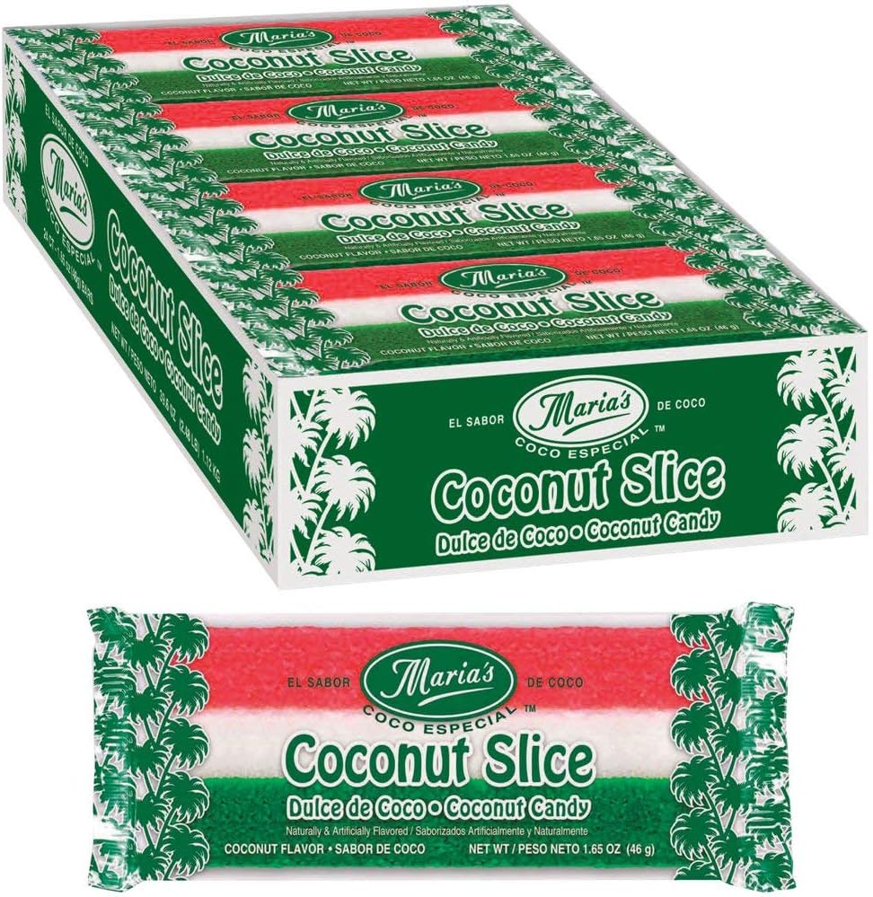 Maria's Coco Especial Coconut Slice Candy Bars (traditional Mexican-style moist coconut bars),1.65oz, 24 Count