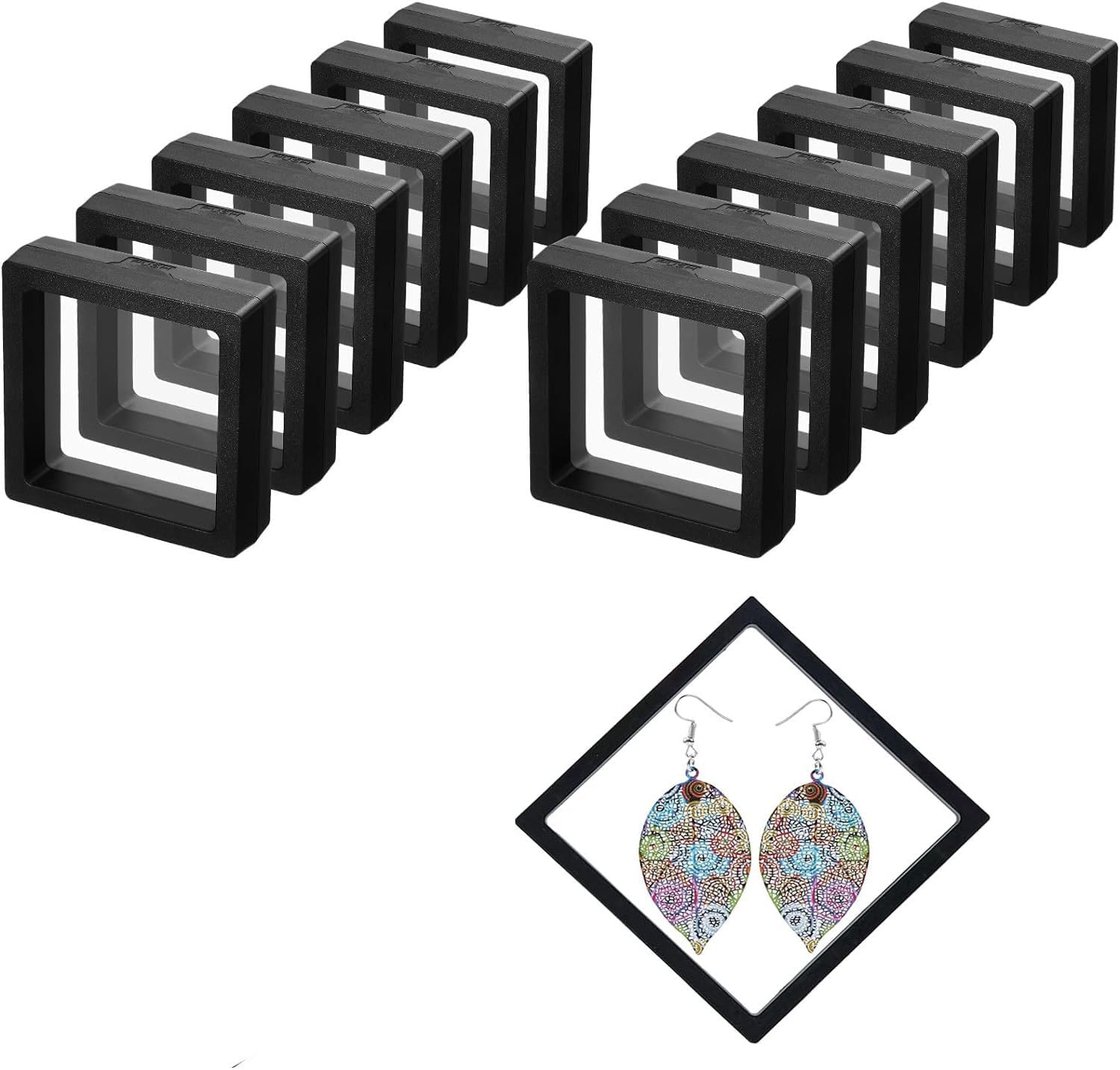 Zusaca Jewelry Storage Box Coin Display Case, PE Film Transparent Dustproof Box for Ring Earring Necklace Bracelet, Floating Display Case for Coin,Stamp, 10 pc SMALL Color as per availability.