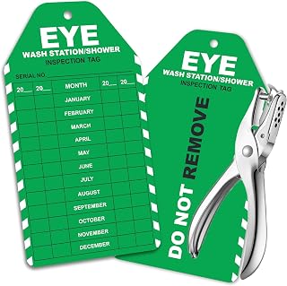 Eye Wash Station Inspection Tags 2025-08, Monthly Eyewash Station Inspection Records Tag for Eye Wash Shower Station, OSHA Plastic Eyewash Stations Test Cards Waterproof