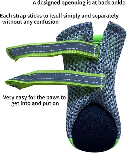 Miniatura 9 de Botas de malla Lonsuneer para cachorro para uso diario con suela suave y antideslizante, con 2 correas de velcro largas, seguras y reflectantes,