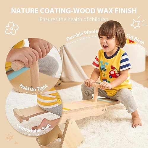 Miniatura 5 de Balancín y haz de equilibrio 2 en 1 Teeter Totter, piedras para niños, mecedora y diversión de coordinación para 2 niños pequeños o niños, juguete