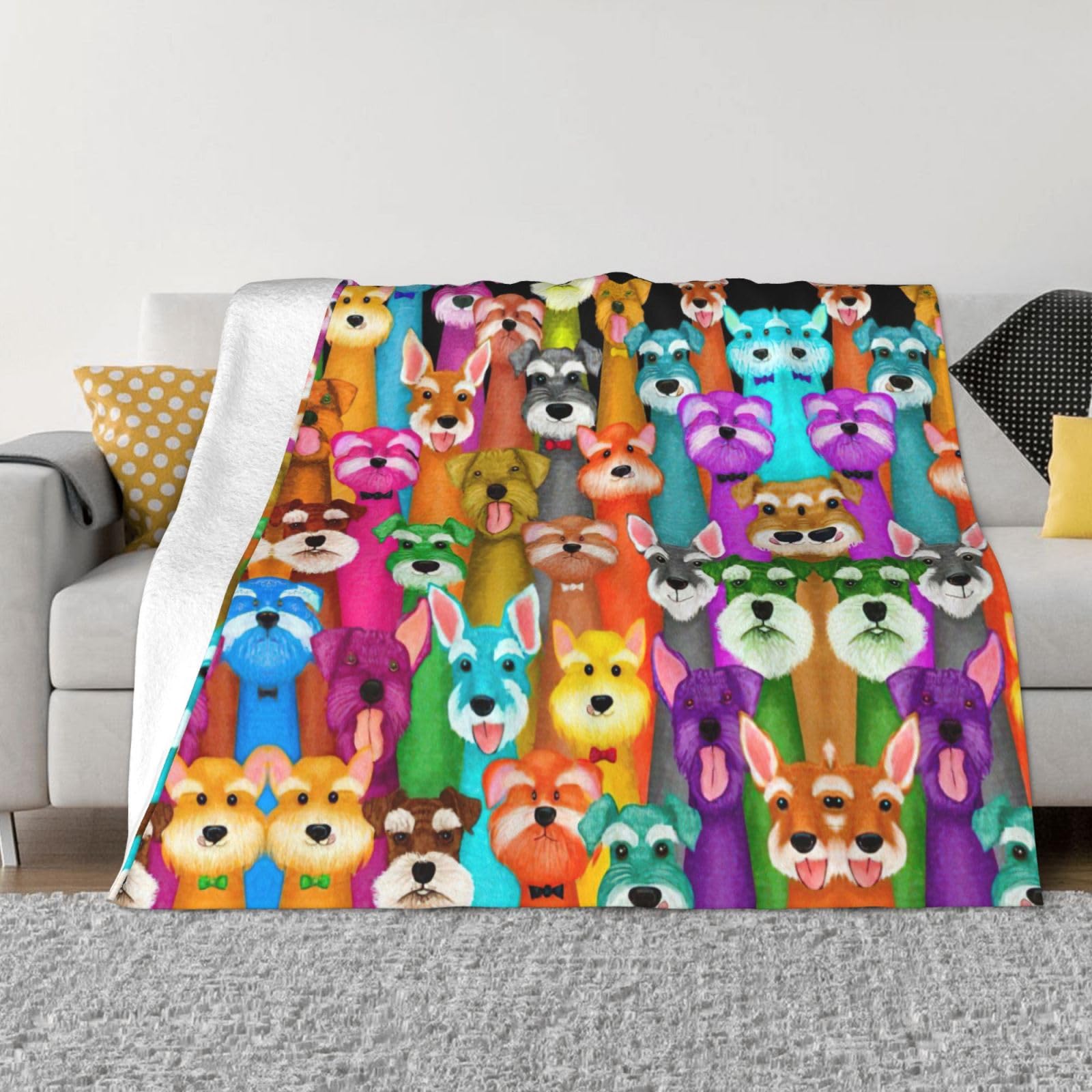 Couverture flanelle motif schnauzer idéale en camping